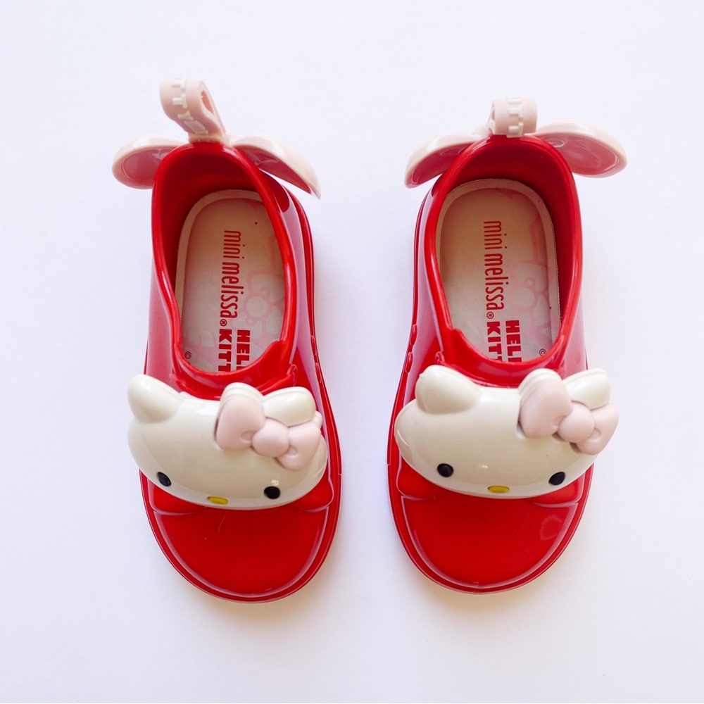 MINI MELISSA HELLO KITTY head red pink white jelly slip on sneakers shoes - Picture 3 of 9